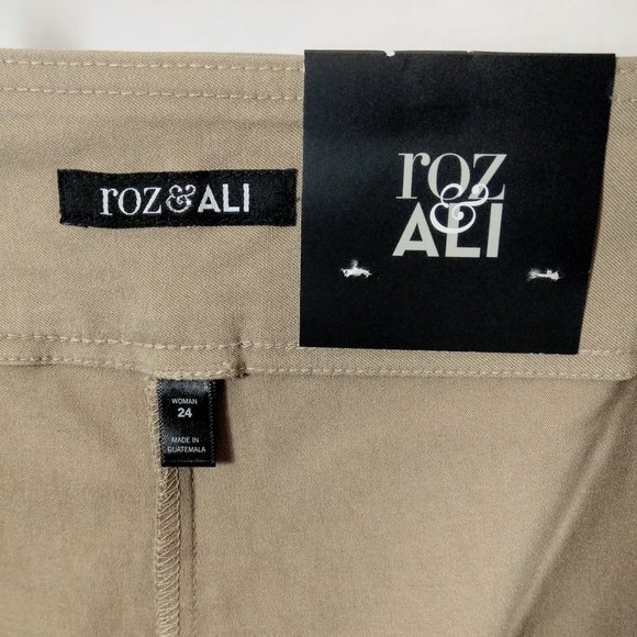NWT 24/24W Roz & Ali Rayon-Blend Tan Ankle Pants - Picture 7 of 7